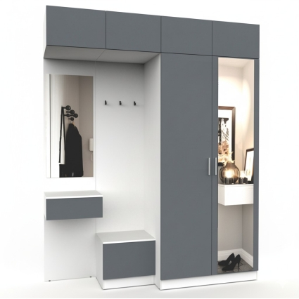 Набор мебели для прихожей "Марсель-260" МР 01-260 В2490 Ш2000 Г580 (ЛДСП Графит серый)